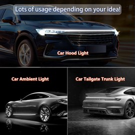 GZRUICA Car Hood Light Strip 59 Inches White Exterior Car LED Strip Lights for Hood Flexible Waterproof Dynamic Scan DC12V Daytime Running Lights for Cars, SUVs, Trucks