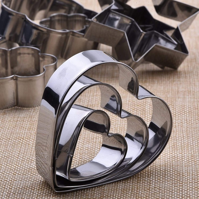 Cookie Cutter,Heart Star Circle Flower Shaped Stainless Steel Cookie Cutter