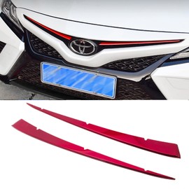 Xotic Tech Front Grille Insert Center Hood Stripe Cover Trim, Red Stainless Steel, Compatible with Camry SE XSE 2018-2024