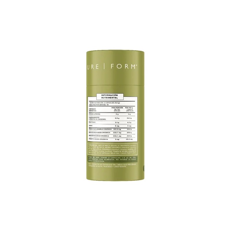 Suplemento Alimenticio 90 Cápsulas Maca Pure Form Sin Sabor
