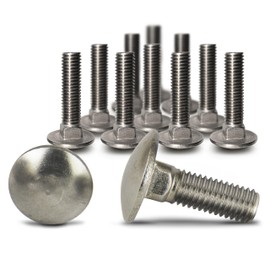 PROTECH Carriage Bolts DIN 603 M10 X 25/25 (Pack of 10) Stainless Steel A2 V2A Rustproof Full Thread Flat Round Screws Lock Screws