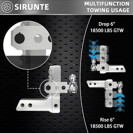 SIRUNTE Adjustable Trailer Hitch for 2.5" Receiver-3 x Ball Hitch Tow Hitches with 6-Inch Drop/Rise-Aluminum Tow Hitch Trailer Hitch Ball Fits for Truck (18,500 LBS GTW)