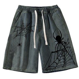 Sunidol Y2K - Pantalones cortos deportivos holgados con bolsillos y cintura elástica para mujer, J1-blue Spider, M
