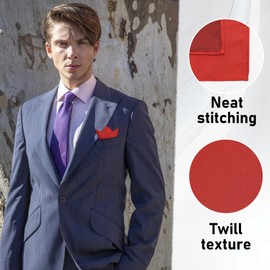 LJBFNN Pocket Squares for Men Handkerchief with Pocket Square Holder Mens Pocket Square for Suit Jacket Wedding Business (Red)