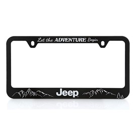 Jeep Black Plastic License Plate Frame Holder - Let The Adventure Begin