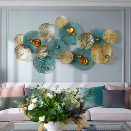 Brogana Large Modern Metal Wall Sculptures, Boho Lotus Leaf Metal Wall Decoration, 3D Stacked Flower Wall Art Décor,for Study Living Room Bedroom