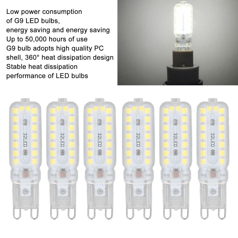 6pcs G9 LED Bulbs 7W Dimmable 360° Illumination Replacement Light