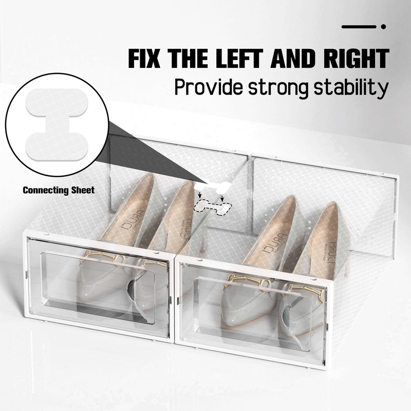 Kuject 15 Pack Shoe Storage Boxes, Large Clear Plastic Stackable