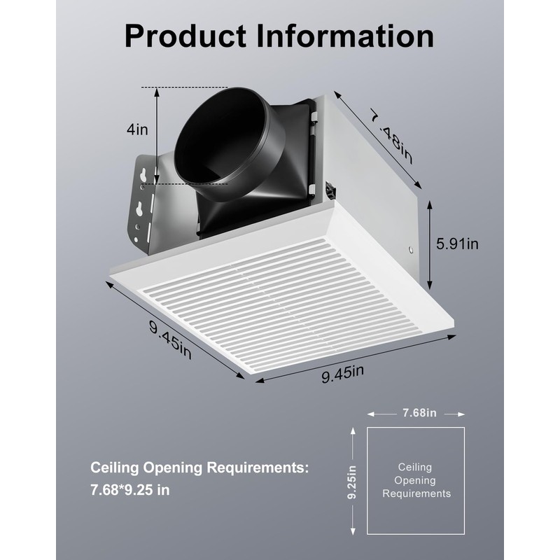 GROWNEER Bathroom Exhaust Fan, 110 CFM 1.0 Sone Bathroom Fan