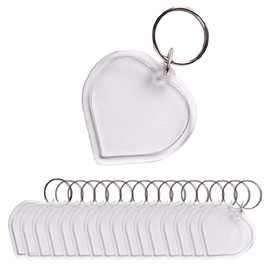 25PCS Heart-Shaped Acrylic Blank Passport Photo Image Inserts Split Keychain Keyrings Wallet Friendly Picture Frame Key Ring Key Holder