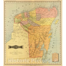 Historic Map : Mexico, 1886 Yucatan, Vintage Wall Art : 16in x 18in
