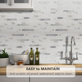 STICKGOO Peel and Stick Backsplash, PVC Wall Tiles Stick on Backsplash for Kitchen(1 Sheet, Rust Brown with Metal Gold)