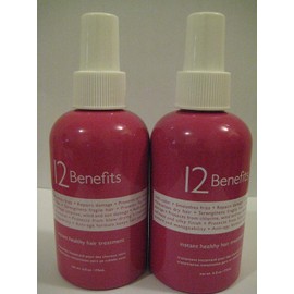 12 Benefits Instant Healthy Hair Treatment, Leave-In Conditioning, Smoothes Frizz, Strengthens & Repairs, Heat Protection Spray, 6 Fl Oz (Pack of 2)