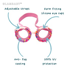 GlamBaby Olivia Kids Swim Goggles - 100% UVA/UVB Protection - Swimming Goggles for Kids in water - Lightweight, Stylish, Anti Fog kids Goggles with UV Protection - Perfect for Children Aged 3-10 Years