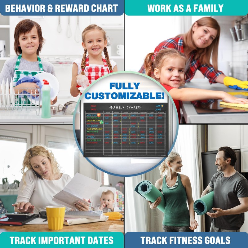 Magnetic Chore Chart & Calendar Set - 11" x 17",