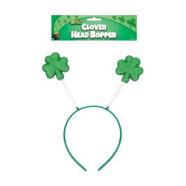 HENBRANDT 6 x Green Glitter Irish Clover Head Bopper Headband St. Patrick’s Day Hairband Shamrock Deely Boppers St Paddy’s Novelty Irish Gifts Fancy Dress Hair Accessory for Adults