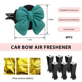 MUQIDA 9 PCS Bow Car Air Freshener, Cute Bow Automotive Scent Air Fresheners Vent Clips, Coquette Vehicle Outlet Perfume Diffusers Interior Aesthetic Decorations for Women Girls (Blue)
