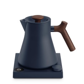 Fellow Corvo EKG Pro Electric Tea Kettle - Quick Heating, Precise Temperature Control Electric Kettle, Scheduling, Built-in Brew Timer for Boiling Water - Stone Blue with Walnut Handle - 0.9 Liter
