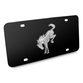 iPick Image for Ford Bronco 3D Chrome Logo on Black Stainless Steel License Plate