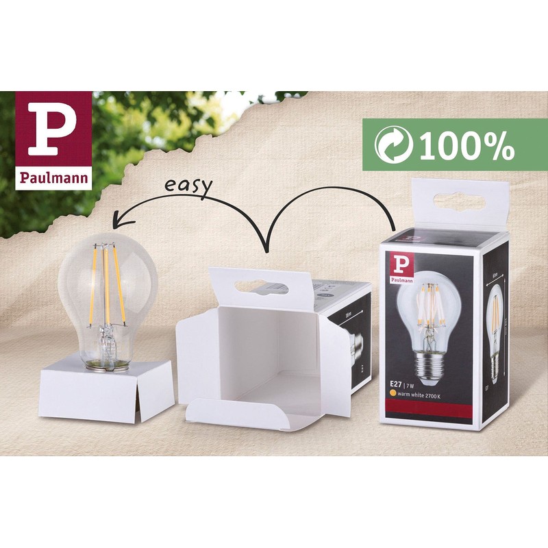 Paulmann 28701 LED Filament Globe Lamp, 7.5 W, Dimmable Opal