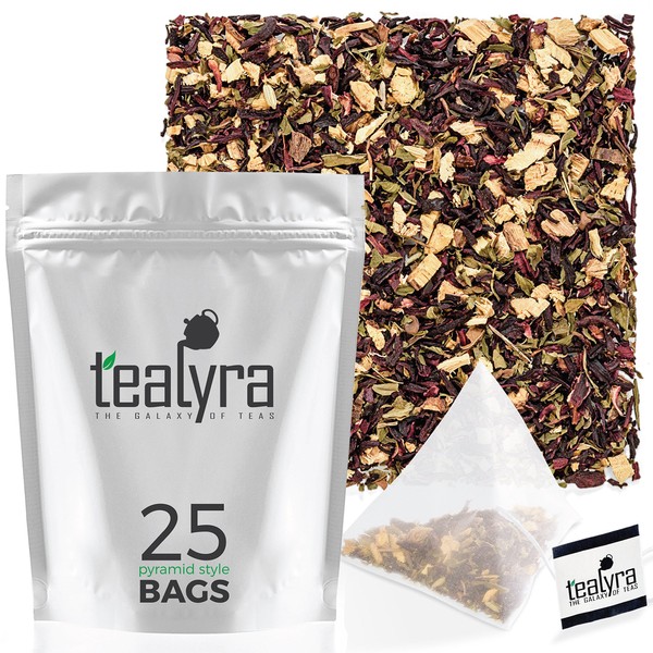 Tealyra - Flat Belly Detox - 25 Bags - Fennel - Peppermint - Hibiscus - Wellness Herbal Loose Leaf Tea - Cleanse Tea - Caffeine Free - Pyramids Style Sachets
