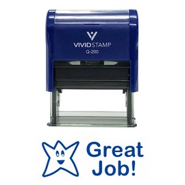 Great Job Teacher Self Inking Rubber Stamp (Blue Ink) - Medium