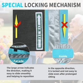 EHUCONHEEL One Way Tubular Slide Seat Cushion with Handles- Non-Slip Fall Prevention Pad for Elderly/Disabled Use on Wheelchairs, Chairs, Beds, and More - 17"x17" (Black, One Size with Handles)