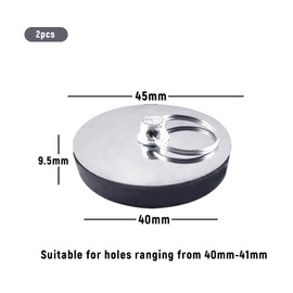 Set of 2 Bath Plugs 40-45 mm Drain Plug Bathtub Stainless Steel Plug for Sinks Bathtubs