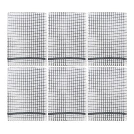 Poli-Dri Cotton Tea Towel Kitchen Linens Charcoal 6-Pack White/Grey