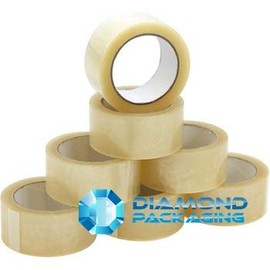 Diamond Packaging - 6 Rolls 48mm x 66M Clear Parcel Packing Tape Provides a Strong Secure and Sticky Seal