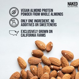 NAKED nutrition Almond Protein Powder – 100% US-Farmed Almonds, Single Ingredient, Vegan, Gluten-Free, No Additives, Salt, or Sugar, 675g 