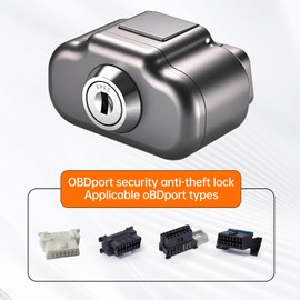 OBD2 Port Lock, Mechanical Key Anti-Theft Port Lock, Vehicle Anti-Theft Device - Key Unlock, Aluminum Alloy, Suitable for Most Cars, SUVs, Trucks (Gun Gray)