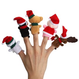 LHKJ Christmas Cartoon Finger Puppets 5 Pcs, Cute Xmas Elements Finger Dolls for Children