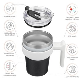 BJPKPK 10 oz Tumbler With Handle And Straw Stainless Steel Insulated Tumbler With Lid Reusable Metal Coffee Cups,Day & Night