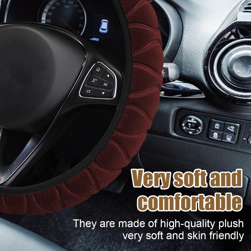 Lecctso Lecctso Fuzzy Steering Wheel Cover, Universal 15'' Steering Wheel