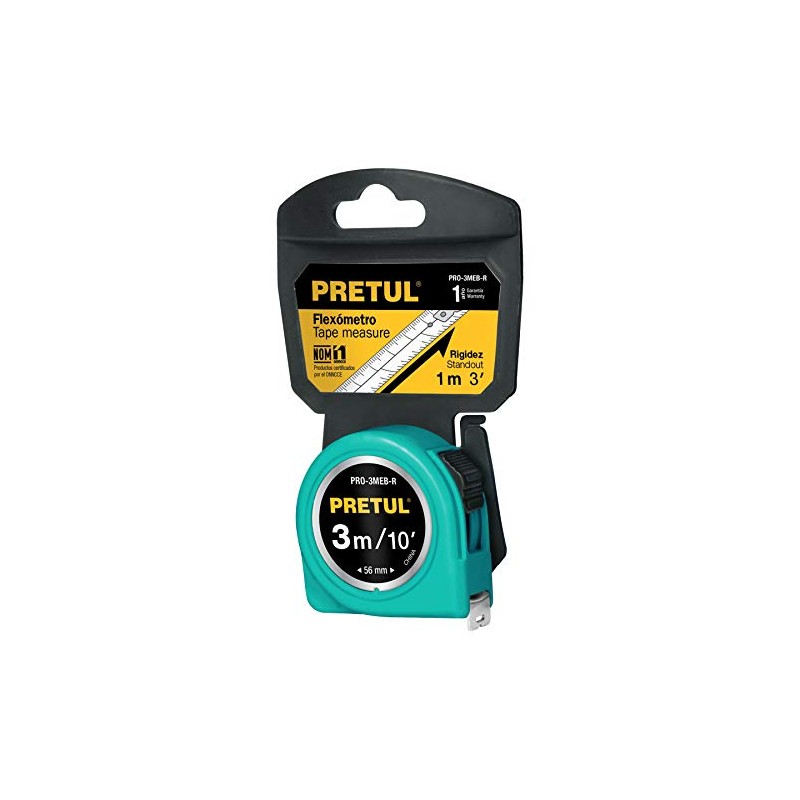 Pretul PRO-3MEB-R, Flexómetro, verde, 3 m, cinta 13 mm, Pretul,