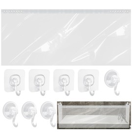 Anglekai Splash Guard for Bathtub, 70.8 x 31.5 in Shower Bathtub Splash Guard with 4PCS Sticky Hooks/ 4PCS Suction Hooks for Prevent Splashing