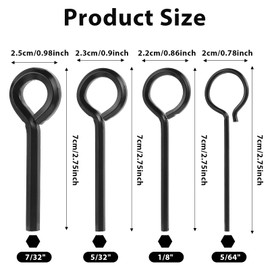 Giantree 4 Pcs Standard Hex Dogging Key Allen Wrench Set, 5/64'' 1/8'' 5/32'' 7/32'' Black Hex Dogging Key, Allen Key Sets Wrench, Fit on Keychain Push Bar Panic Exit Device Key