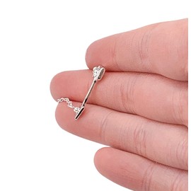 Tiny Horizontal Arrow Necklace, New Direction (Silver Tone) Miss Fit Boutique