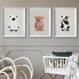 Tigercub Prints Farmyard Animal Nursery Prints | A4 Set of 3 | Printed on 400gsm Professional Quality Paper | Designed and Printed in UK | Nursery Decor | Baby and Kids Wall Art | Bedroom Decoration