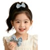 女の子用 水色チェックリボン ヘアゴム&クリップセット 2セット計4個入り 幼稚園 普段使い お出かけ 姉妹お揃い ヘアアクセサリー (ブルー)bl
