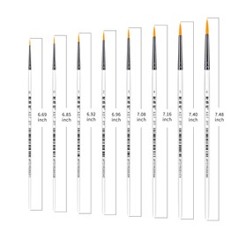 XDT#377 Fine Detail Artist Paint Brush 8 Piece Set Medium Stiff Nylon Hair Short Handle #00#0#1#2#3#4#5#6, Micro Detail Paint Brushes for Painting, Acrylic Oil Watercolor
