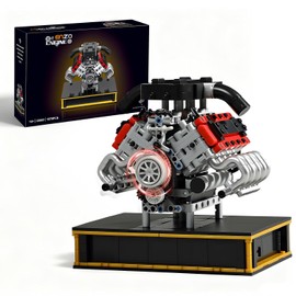 V8 Engine Building Set, Build Your Own Mini V8 Model Engine Kit that Run with Battery and Motor, 8-Cylinder Car Model Engine Building Toys for Adults Kids Age 14+ (1079PCS)