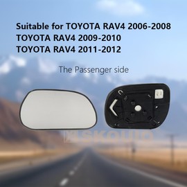 Passenger Side Mirror Replacement Glass for Toyota RAV4 2006-2012,Automotive Exterior Heated Right Side View Mirror Glass for Toyota RAV4 2006 2007 2008 2009 2010 2011 2012