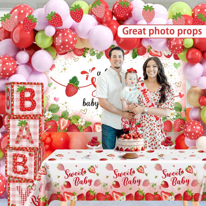 Lopeastar 16Ft Strawberry Baby Shower Decorations Balloons Boxes Kit, Berry