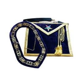 OES WORTHY PATRON|MATRON MASONIC APRON AND CHAIN COLLAR, EASTERN STAR APRON Blue