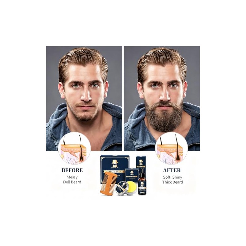 Kit de Cuidado de Barba para Hombres, Set de Aseo