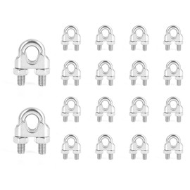 Pack of 16 Wire Rope Clips 10 mm Stainless Steel M10 Rope Clamp Bow Rope Clamp Steel Cable Connectors for Wire Rope Rope Clamp Washing Line Awning