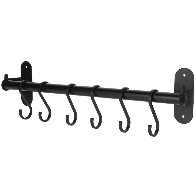 40cm 6 Hooks Pot Lid Hanger Punch WallMounted Storage Holder