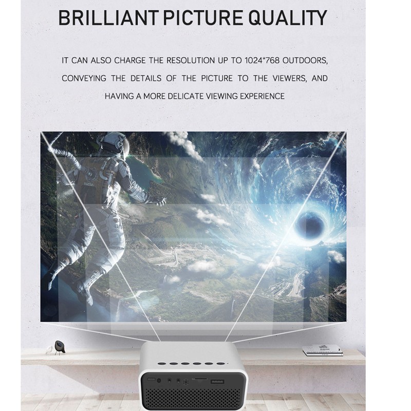 Mini Projector Multifunction HD 1080P WiFi Wireless Wired Screen Projection